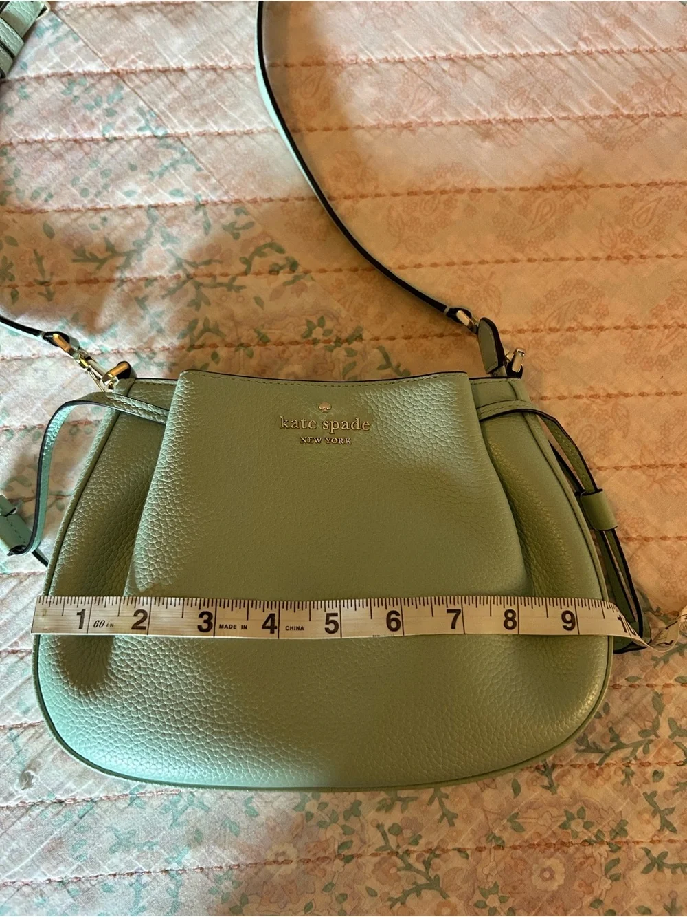 Kate Spade Dumpling Pebbled Leather Light Mint Green Crossbody Bag Purse EUC - Picture 11 of 14